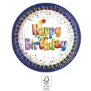 Sretan rođendan Multicolor Happy Birthday papirnati tanjuri 8 kom. 20 cm FSC