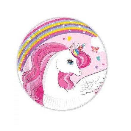 Unicorn Rainbow Colors Unikornis papírtányér 8 db-os 20 cm FSC