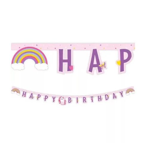Unikornis Happy Birthday felirat rainbow 2m