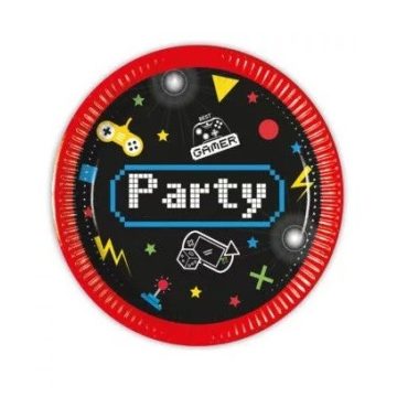 Gaming Party papírtányér 8 db-os 20 cm FSC
