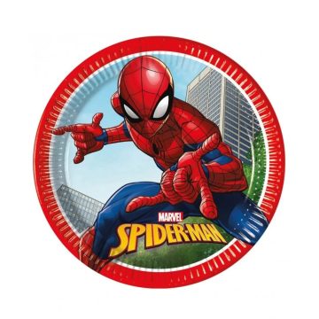   Spiderman Crime Fighter, Pókember papírtányér 8 db-os 23 cm FSC