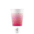 Sretan rođendan Golden Pink Happy Birthday papirnata čaša 8 komada 200 ml FSC