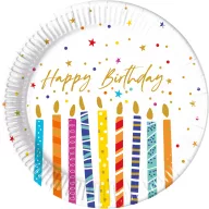   Happy Birthday Multicolor Candles papírtányér 8 db-os 23 cm FSC
