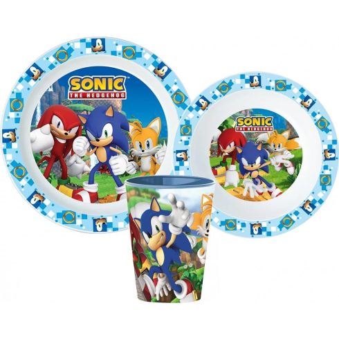 Sonic a sündisznó micro étkészlet szett pohárral