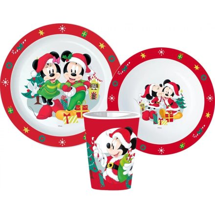 Disney Minnie és Mickey micro étkészlet szett pohárral karácsony