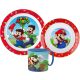 Super Mario Mushroom Kingdom étkészlet, micro műanyag szett bögrével 265 ml