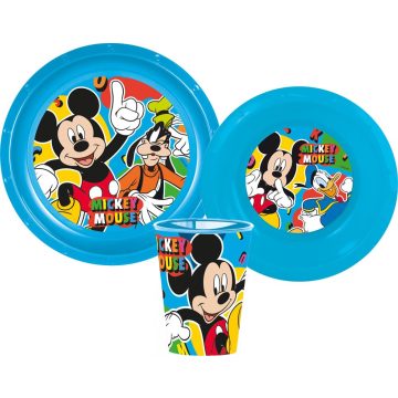 Disney Mickey műanyag étkészlet szett pohárral