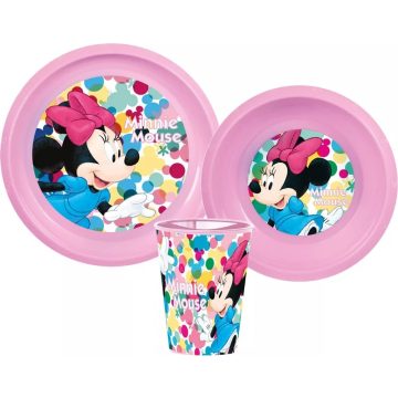 Disney Minnie műnyag étkészlet szett pohárral