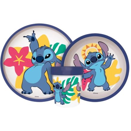 Disney Lilo és Stitch étkészlet, csúszásmentes micro szett (Palms)