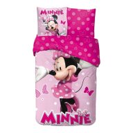 Disney Minnie Pink Polka Bow posteljina 140×200cm, 65x65 cm