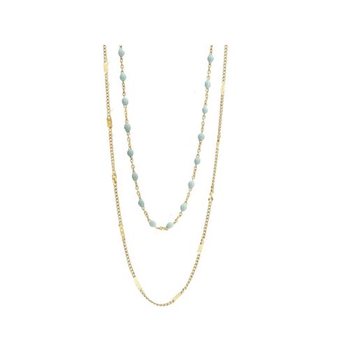 Victoria Arany színű kék gyöngyös nyaklánc 