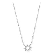 Victoria Srebrna ogrlica sa bijelim kamenom u obliku sunca