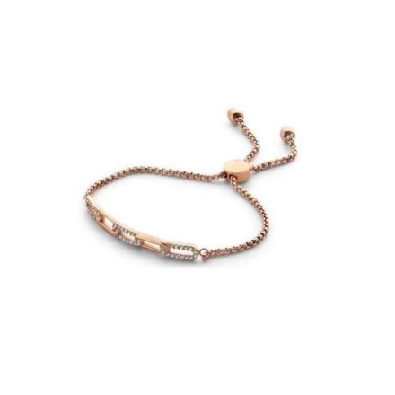 Victoria rose gold színű fehér köves karkötő chain