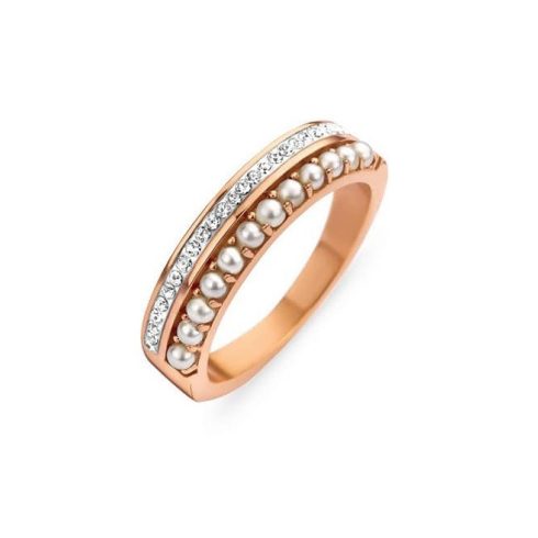 Victoria rose gold színű fehér köves gyöngyös gyűrű