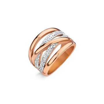 Victoria rose gold színű fehér köves gyűrű shine 54