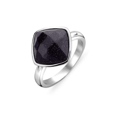 Victoria ezüst színű fekete köves gyűrű big stone
