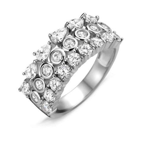 Victoria ezüst színű fehér köves gyűrű 58