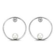 Victoria Srebrne naušnice s bijelim biserima