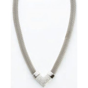   Victoria Ezüst színű fehér köves vastag hálós nyaklánc
