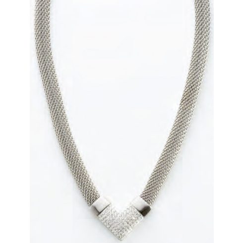 Victoria Ezüst színű fehér köves vastag hálós nyaklánc