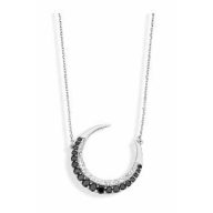   Victoria Ezüst színű fekete, fehér köves félhold nyaklánc