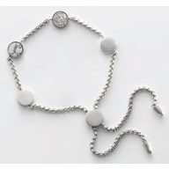 Victoria Ezüst színű fehér mintás, köves karkötő