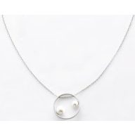 Victoria Ezüst színű fehér gyöngyös nyaklánc