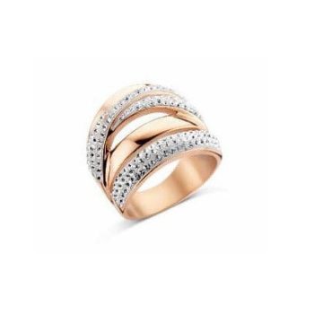 Victoria rose gold színű fehér köves gyűrű half shine