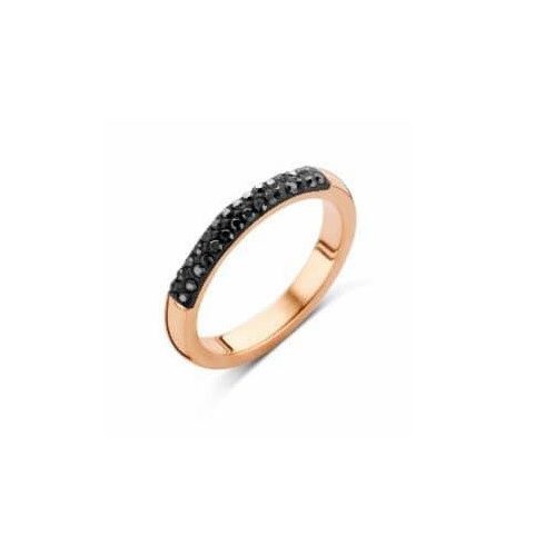 Victoria rose gold színű fekete köves gyűrű