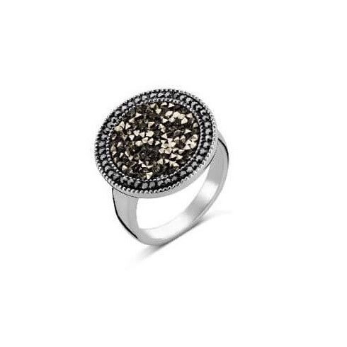 Victoria ezüst színű fekete köves gyűrű