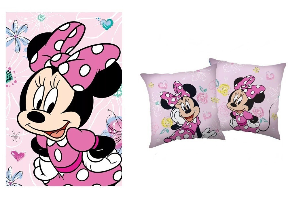 Disney Minnie mikroflanel takaró és párna szett (flowers)